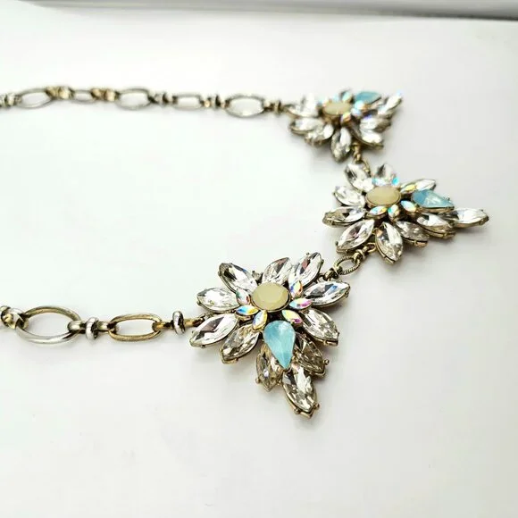 Bella Jack | Crystal Floral Statement Necklace | Aqua & Iridescent | 21.5" - Picture 8 of 10